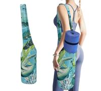 DWTJKMS Borsa per tappetino da yoga blu tartaruga marina, in tela resistente, con tasca per bottiglia d'acqua e borsa bagnata inferiore, adatta alla maggior parte dei tappetini da yoga di dimensioni
