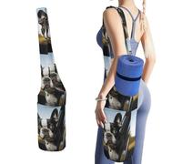 DWTJKMS Borsa per tappetino da yoga Boston Terrier, in tela resistente, con tasca per bottiglia d'acqua e tasca inferiore bagnata, adatta alla maggior parte dei tappetini da yoga