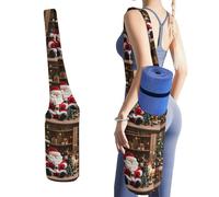 DWTJKMS Borsa per tappetino da yoga con Babbo Natale, in tela resistente, con tasca per bottiglia d'acqua e borsa bagnata inferiore, adatta alla maggior parte dei tappetini da yoga