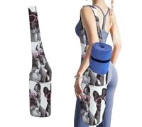 DWTJKMS Borsa per tappetino da yoga con bulldog francese, in tela resistente, con tasca per bottiglia d'acqua e borsa bagnata inferiore, adatta alla maggior parte dei tappetini da yoga