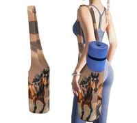 DWTJKMS Borsa per tappetino da yoga con cavalli che corrono nel deserto, in tela resistente, con tasca per bottiglia d'acqua e borsa bagnata inferiore, adatta alla maggior parte dei tappetini da yoga