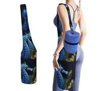 DWTJKMS Borsa per tappetino da yoga con cavalluccio marino blu, in tela resistente, con tasca per bottiglia d'acqua e borsa bagnata inferiore, adatta alla maggior parte dei tappetini da yoga