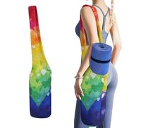 DWTJKMS Borsa per tappetino da yoga con cuore arcobaleno colorato, borsa per tappetino da yoga in tela resistente, con tasca per bottiglia d'acqua e borsa bagnata inferiore, adatta alla maggior parte