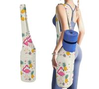 DWTJKMS Borsa per tappetino da yoga con fenicottero e ananas, in tela resistente, con tasca per bottiglia d'acqua e borsa bagnata inferiore, adatta alla maggior parte dei tappetini da yoga di