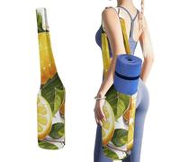 DWTJKMS Borsa per tappetino da yoga con frutta e limone, in tela resistente, con tasca per bottiglia d'acqua e borsa bagnata inferiore, adatta alla maggior parte dei tappetini da yoga