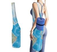 DWTJKMS Borsa per tappetino da yoga con mappa del mondo, in tela resistente, con tasca per bottiglia d'acqua e borsa bagnata inferiore, adatta alla maggior parte dei tappetini da yoga