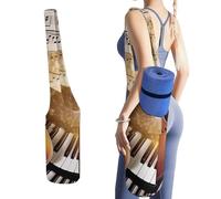 DWTJKMS Borsa per tappetino da yoga con note musicali per pianoforte, violino, borsa per tappetino da yoga, borsa portaoggetti in tela resistente, con tasca per bottiglia d'acqua e borsa bagnata