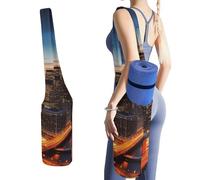 DWTJKMS Borsa per tappetino da yoga con paesaggio di New York City, in tela resistente, con tasca per bottiglia d'acqua e borsa bagnata inferiore, adatta alla maggior parte dei tappetini da yoga
