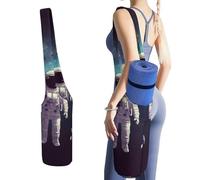 DWTJKMS Borsa per tappetino da yoga con pianeti del sistema solare astronauta, in tela resistente, con tasca per bottiglia d'acqua e borsa bagnata inferiore, adatta alla maggior parte dei tappetini da