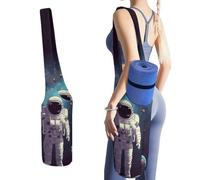 DWTJKMS Borsa per tappetino da yoga con pianeti del sistema solare astronauta, in tela resistente, con tasca per bottiglia d'acqua e borsa bagnata inferiore, adatta alla maggior parte dei tappetini da