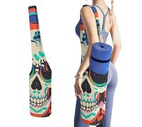 DWTJKMS Borsa per tappetino da yoga con teschio e auricolari punk rock, in tela resistente, con tasca per bottiglia d'acqua e borsa bagnata inferiore, adatta alla maggior parte dei tappetini da yoga