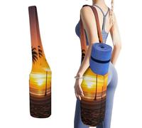 DWTJKMS Borsa per tappetino da yoga con tramonto tropicale, in tela resistente, con tasca per bottiglia d'acqua e borsa bagnata inferiore, adatta alla maggior parte dei tappetini da yoga