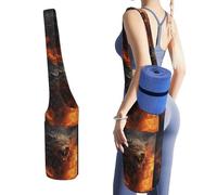 DWTJKMS Borsa per tappetino da yoga Wild Wolf in The Fire, in tela resistente, con tasca per bottiglia d'acqua e borsa per bagnata inferiore, adatta alla maggior parte dei tappetini da yoga