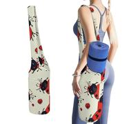 DWTJKMS Borsa rossa per tappetino da yoga a forma di coccinella, in tela resistente, con tasca per bottiglia d'acqua e tasca inferiore bagnata, si adatta alla maggior parte dei tappetini da yoga di