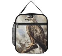 DWTJKMS Borsa termica per il pranzo ad acquerello di Hawk seduto, a prova di perdite, per uomini e donne, con manico, riutilizzabile, isolata, per ufficio, lavoro, picnic