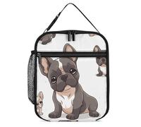 DWTJKMS Borsa termica per il pranzo con bulldog francese, a prova di perdite, per uomini e donne, con manico, riutilizzabile, isolata, per ufficio, lavoro, picnic