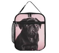 DWTJKMS Borsa termica per il pranzo con carlino nero, a prova di perdite, per uomini e donne, con manico, riutilizzabile, isolata, per ufficio, lavoro, picnic