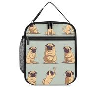 DWTJKMS Borsa termica per il pranzo con carlino yoga, a prova di perdite, per uomini e donne, con manico, riutilizzabile, isolata, per ufficio, lavoro, picnic