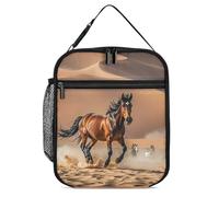 DWTJKMS Borsa termica per il pranzo con cavalli che corrono nel deserto, a prova di perdite, per uomini e donne, con manico, riutilizzabile, isolata, per ufficio, lavoro, picnic