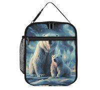DWTJKMS Borsa termica per il pranzo con due orsi polari, a prova di perdite, per uomini e donne, con manico, riutilizzabile, isolata, per ufficio, lavoro, picnic