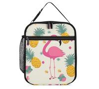 DWTJKMS Borsa termica per il pranzo con fenicottero e ananas, a prova di perdite, per uomini e donne, con manico, riutilizzabile, isolata, per ufficio, lavoro, picnic