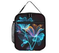 DWTJKMS Borsa termica per il pranzo con fiori al neon, a prova di perdite, per uomini e donne, con manico, riutilizzabile, isolata, per ufficio, lavoro, picnic