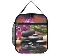 DWTJKMS Borsa termica per il pranzo con fiori in fontana e pietre termiche, a prova di perdite, per uomini e donne, con manico, riutilizzabile, isolata, per ufficio, lavoro, picnic