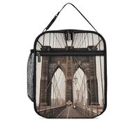 DWTJKMS Borsa termica per il pranzo con foto del ponte di Brooklyn, a prova di perdite, per uomini e donne, con manico, riutilizzabile, per ufficio, lavoro, picnic