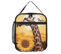 DWTJKMS Borsa termica per il pranzo con giraffa e girasole, a prova di perdite, per uomini e donne, con manico, riutilizzabile, isolata, per ufficio, lavoro, picnic
