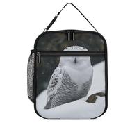 DWTJKMS Borsa termica per il pranzo con gufo delle nevi, a prova di perdite, per uomini e donne, con manico, riutilizzabile, isolata, per ufficio, lavoro, picnic