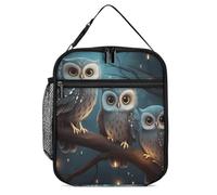 DWTJKMS Borsa termica per il pranzo con gufo sull'albero, a prova di perdite, per uomini e donne, con manico, riutilizzabile, isolata, per ufficio, lavoro, picnic