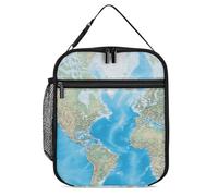 DWTJKMS Borsa termica per il pranzo con mappa del mondo, a prova di perdite, per uomini e donne, con manico, riutilizzabile, per ufficio, lavoro, picnic