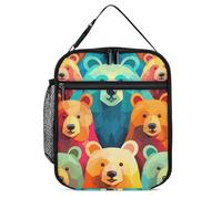 DWTJKMS Borsa termica per il pranzo con orsi colorati, a prova di perdite, per uomini e donne, con manico, riutilizzabile, isolata, per ufficio, lavoro, picnic