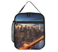 DWTJKMS Borsa termica per il pranzo con paesaggio di New York City, a prova di perdite, per uomini e donne, con manico, riutilizzabile, isolata, per ufficio, lavoro, picnic
