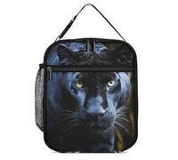 DWTJKMS Borsa termica per il pranzo con pantera con occhi blu, a prova di perdite, per uomini e donne, con manico, riutilizzabile, isolata, per ufficio, lavoro, picnic