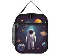 DWTJKMS Borsa termica per il pranzo con pianeti del sistema solare astronauta, a prova di perdite, per uomini e donne, con manico, riutilizzabile, isolata, per ufficio, lavoro, picnic