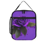 DWTJKMS Borsa termica per il pranzo con stampa di rose viola, a prova di perdite, per uomini e donne, con manico, riutilizzabile, isolata, per ufficio, lavoro, picnic