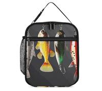 DWTJKMS Borsa termica per il pranzo con vari tipi di esche da pesca, a prova di perdite, per uomini e donne, con manico, riutilizzabile, isolata, per ufficio, lavoro, picnic