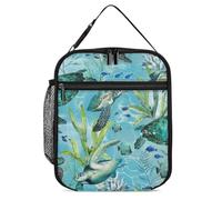 DWTJKMS Borsa termica per il pranzo, motivo tartaruga marina, blu, a prova di perdite, per uomini e donne, con manico, riutilizzabile, isolata, per ufficio, lavoro, picnic