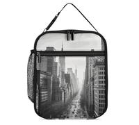 DWTJKMS Borsa termica per il pranzo New York, in bianco e nero, a prova di perdite, per uomini e donne, con manico, riutilizzabile, isolata, per ufficio, lavoro, picnic