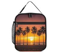 DWTJKMS Borsa termica per il pranzo tropicale con tramonto e spiaggia, a prova di perdite, per uomini e donne, con manico, riutilizzabile, isolata, per ufficio, lavoro, picnic