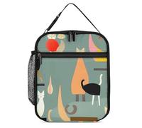 DWTJKMS Borsa termica termica per il pranzo Mid-Century, con motivo a gatti, a prova di perdite, per uomini e donne, con manico, riutilizzabile, isolata, per ufficio, lavoro, picnic