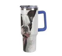 DWTJKMS Boston Terrier - Bicchiere da auto in acciaio inox, 1,18 l, a prova di perdite, grande capacità, con manico, cannuccia, a doppia parete, sottovuoto, riutilizzabile, mantiene freddo o caldo