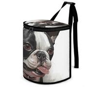 DWTJKMS Boston Terrier - Pattumiera per auto con coperchio, grande capacità, da appendere, a prova di perdite, impermeabile, accessorio per interni