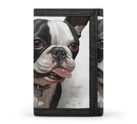 DWTJKMS Boston Terrier portafoglio minimalista da uomo sottile a tre ante portafogli alla moda moderno portafoglio antifurto per carte e contanti