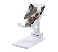 DWTJKMS Boston Terrier - Supporto per telefono cellulare, pieghevole, regolabile in altezza, portatile, adatto a tutti gli smartphone, colore: bianco