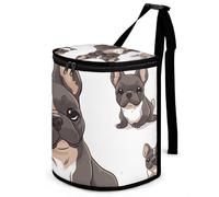 DWTJKMS Bulldog francese Pattumiera per auto con coperchio Grande capacità Appeso Pattumiera automatica a prova di perdite Impermeabile Cestino della spazzatura Auto Must Haves Accessori per interni