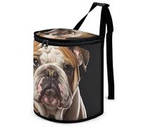 DWTJKMS Bulldog inglese Pattumiera per auto con coperchio Grande capacità Appeso Pattumiera automatica a prova di perdite Impermeabile Cestino della spazzatura Auto Must Haves Accessori per interni