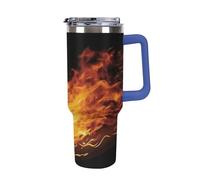 DWTJKMS Burning Tennis Pictures - Bicchiere in acciaio inox da 1184 ml, a prova di perdite, grande capacità, con manico, cannuccia a doppia parete, isolamento sottovuoto, riutilizzabile, mantiene