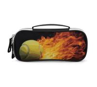 DWTJKMS Burning Tennis Pictures Borsa per il trucco in pelle Portatile Piccolo Organizzatore Cosmetico Impermeabile Borse da toeletta Pennelli Matite E Viaggio Trucco Accessori